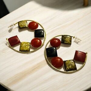 Sassy Jones Geometric Multicolor Hoop Earrings